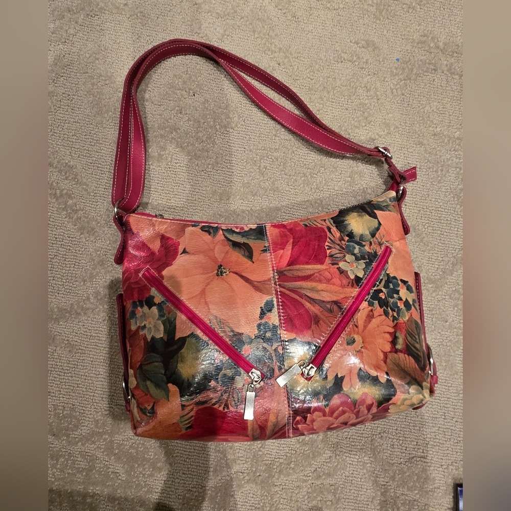 Floral Leather Like Shoulder Bag: New